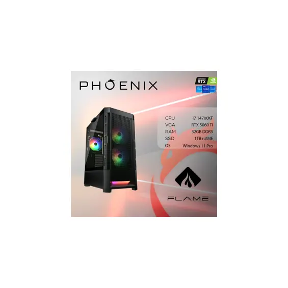 Računalo Phoenix FLAME X-517 Intel i7 14700KF/32GB DDR5/NVME SSD 1TB/RTX 5060 TI 8GB/700W 80+/Windows 11 PRO