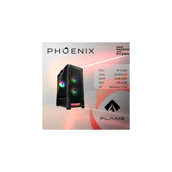 Računalo Phoenix FLAME X-519 AMD Ryzen 7 9700X/32GB DDR5/NVME SSD 2TB/RX9070 XT 16GB/750W 80+/Windows 11 PRO