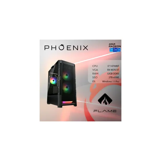 Računalo Phoenix FLAME X-524 Intel i7 14700KF/32GB DDR5/NVME SSD 2TB/RX9070 XT 16GB/850W 80+/Windows 11 PRO