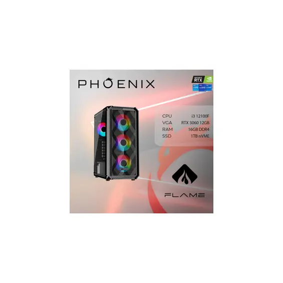Računalo Phoenix FLAME X-525 Intel i3 12100F/16GB DDR4/NVME SSD 1TB/RTX 3060 12GB/550W 80+