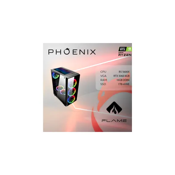 Računalo Phoenix FLAME X-543 AMD Ryzen 5 5600X/16GB DDR4/NVME SSD 1TB/RTX 5060 8GB/600W 80+