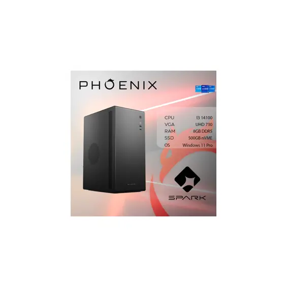 Računalo Phoenix SPARK X-105 Intel i3 14100/8GB DDR5/NVME SSD 500GB/500W/Windows 11 PRO