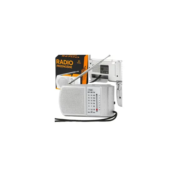 Retoo ER1070 prijenosni radio FM/AM/SW – 2,5" zvučnik, teleskopska antena, 3,5 mm priključak, srebrni