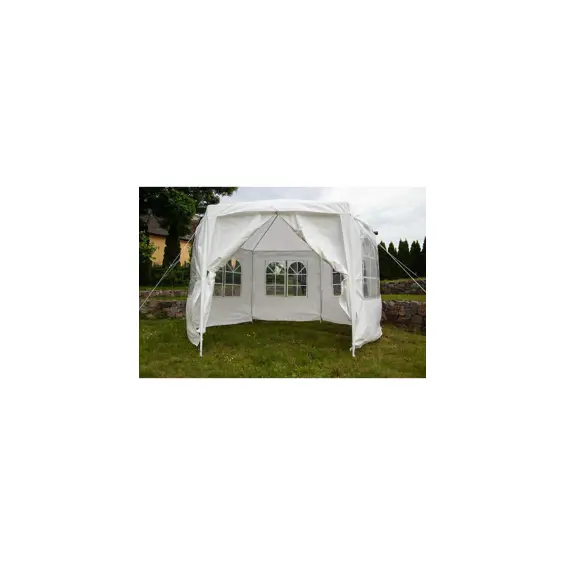 Saska Garden šesterokutni vrtni paviljon 378 × 330 × 260 cm s bočnim stranicama – bijeli