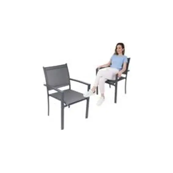 Saska Garden set od 2 vrtne stolice Textilene 57 × 57 × 88 cm – sive