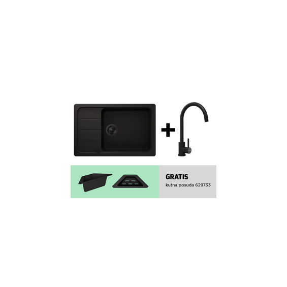 Set Schock Formhaus D-100LS nero + slavina Prima crna + gratis posuda i crni pri