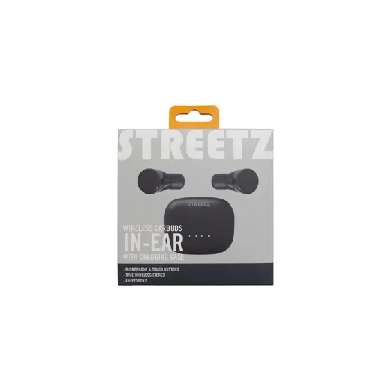 Slušalice STREETZ TWS-108, mikrofon, Bluetooth 5.0, TWS, crne