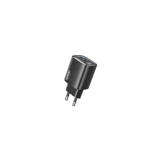 Zidni punjač Adda Collins CH-009-BK, USB-A i Type C izlazi, 30W, GaN, LED zaslon, crni