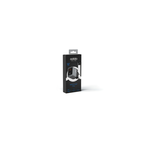 Zidni punjač Adda Collins CH-014-GM, USB-A i Type C izlazi, 25W, gun metal