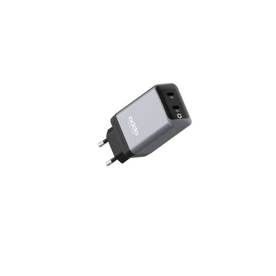 Zidni punjač Adda Collins CH-015-GM, 2 x Type C izlazi, 47W, GaN, gun metal