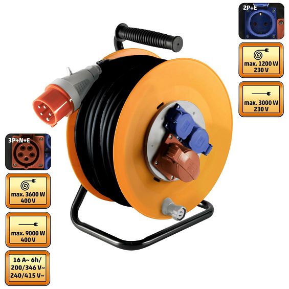 home Motalica za kabel, 25 met., H07RN-F, 5 x 2.5 mm², IP44 - HJR 400-25