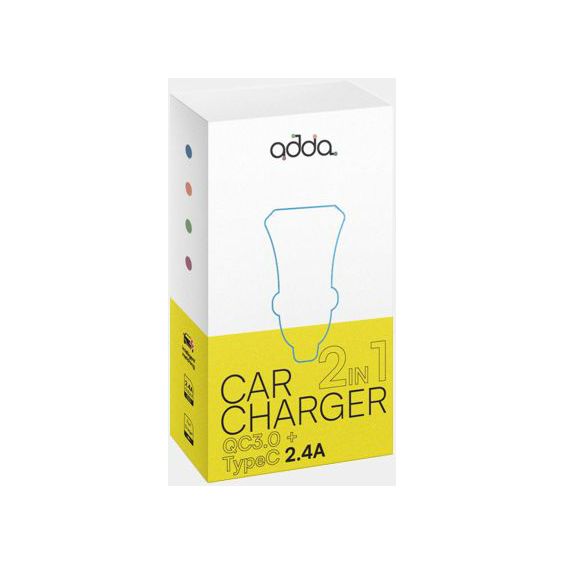 Auto punjač ADDA CC-002-BK, Fusion Car Charger 2u1, QC3.0 USB-A + 2.4A Type-C, crni