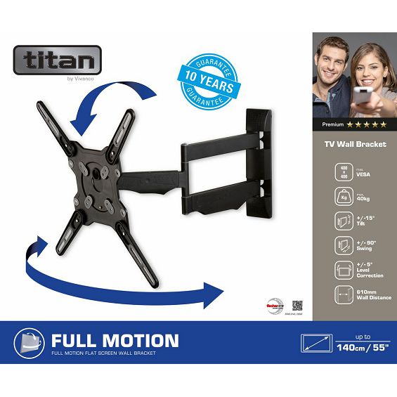TV nosač TITAN by VIVANCO 39500 BFMO 8140, Full Motion, do 55", do 40 kg
