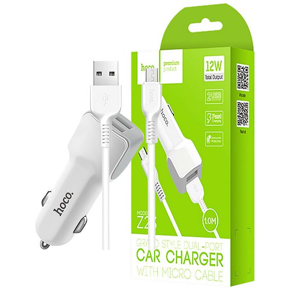 hoco. Auto punjač sa micro USB kabelom, 2 x USB, 5 V/2.4 A - Z23 Grand Style set, micro USB