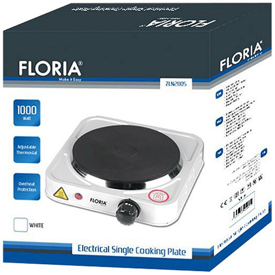 Floria Električno kuhalo, 1 ploča - 15 cm, 1000 W, bijela - ZLN2805 WH