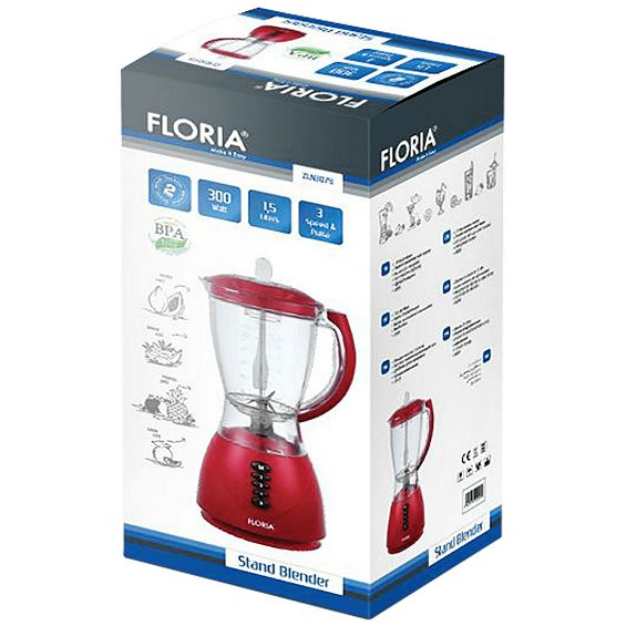 Floria Blender,  zapremina 1.5 lit, 300 W, crvena - ZLN3079 RD