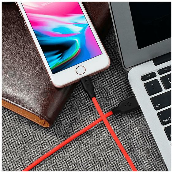 hoco. USB kabel za iPhone, silikonski, 1.2 met., 2 A, crno/crvena - X21 Silicone Lightning, Black/Red