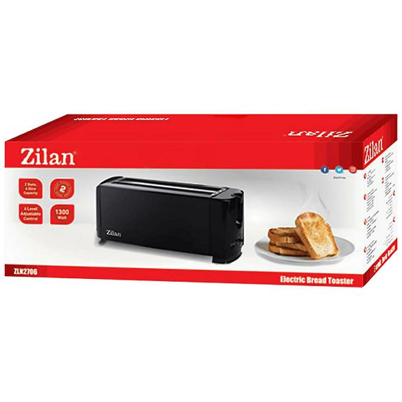 Zilan Toster, 4 šnite kruha, 6 nivoa grijanja, 1000 W, crna - ZLN2706