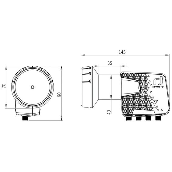 Inverto LNB Quattro, šum 0,3dB, Home Pro, DVB-S2 ( HD - UHD ) - IDLH-QTL410-HMPRO-OPN