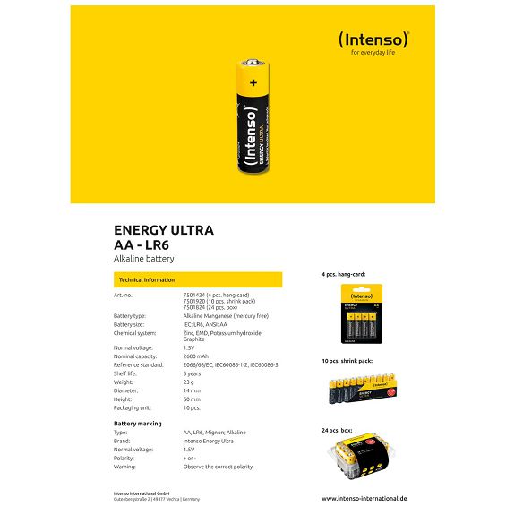 (Intenso) Baterija alkalna, AA LR6/4, 1,5 V, blister 4 kom - AA LR6/4