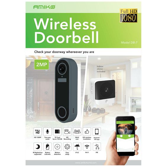 Amiko Home Bežični video interfon, DB7  - DB7 WiFi DoorBell