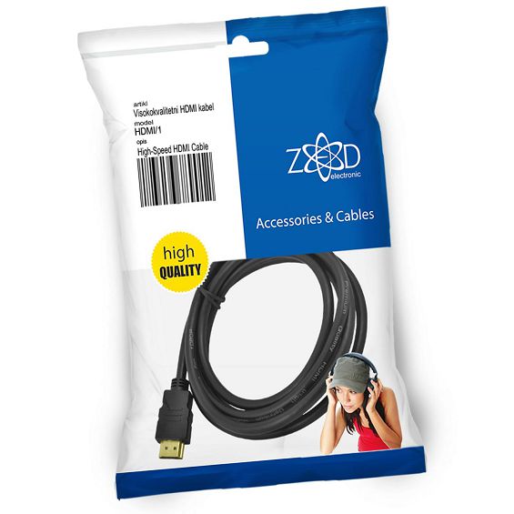 ZED electronic HDMI kabel, 1.0 met, ver. 1.4 - HDMI/1