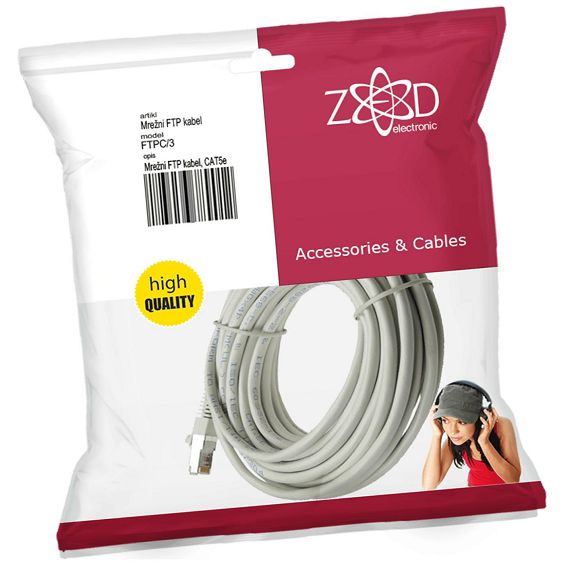 ZED electronic Mrežni FTP kabel, CAT5E, 3 met - FTPC/3