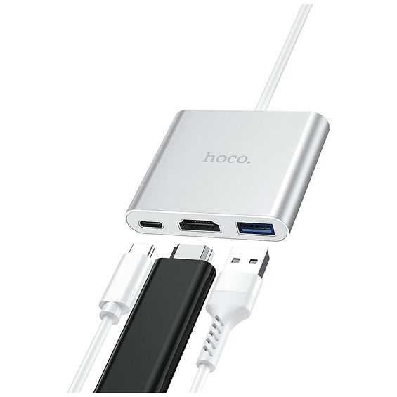 hoco. Konverter USB type C to USB3.0/HDMI/PD - HB14 Easy use