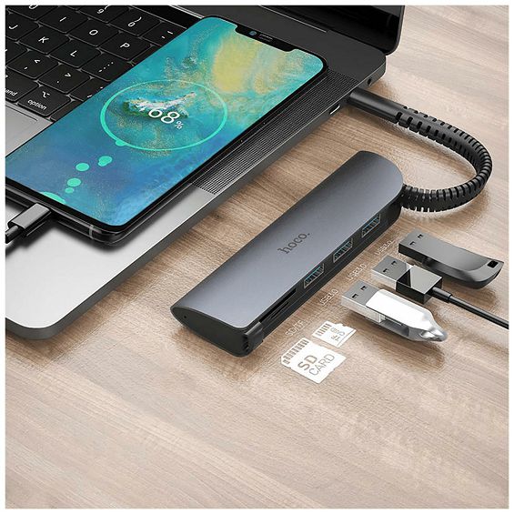 hoco. Konverter USB type C to USB3.0/microSD/SD čitač - HB17 Easy connect