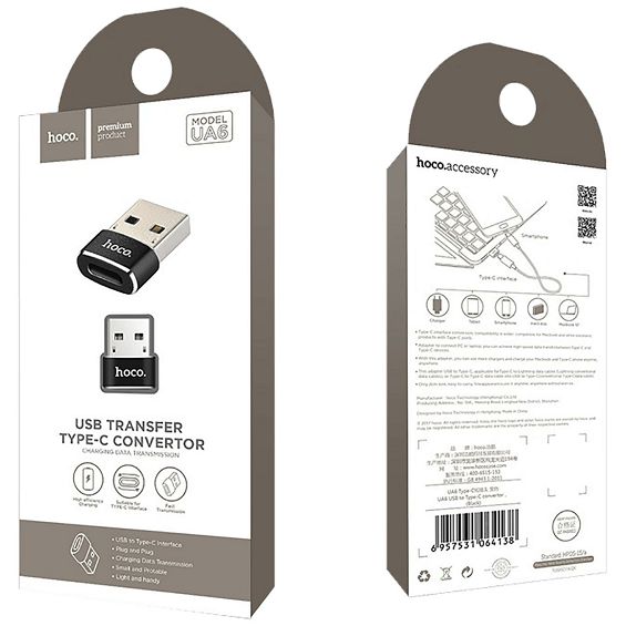 hoco. Adapter USB-A to type C - UA6