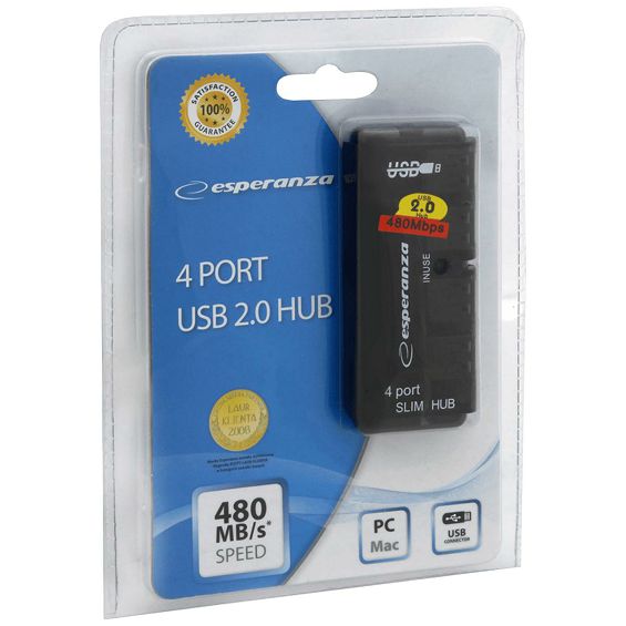 Esperanza USB2.0 razdjeljnik,  HUB, 4 porta - EA112
