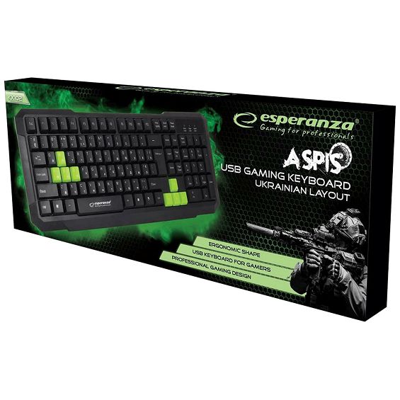 Esperanza Tipkovnica, gaming, USB, Aspis Green - EGK102G 