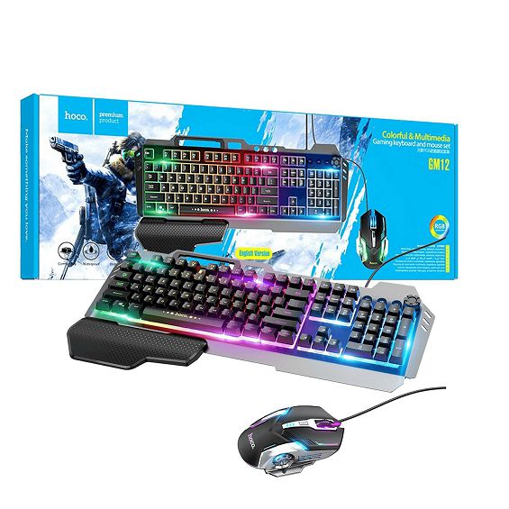 hoco. Tipkovnica+miš, gaming set, RGB osvjetljenje, USB - GM12