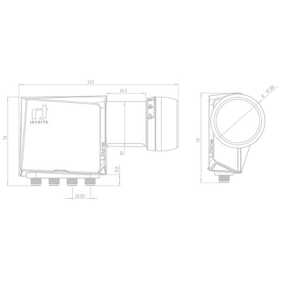 Inverto LNB Quattro, šum 0,2 dB, Ultra, DVB-S2 ( HD - UHD ) - IDLT-QTL412-ULTRA-OPN