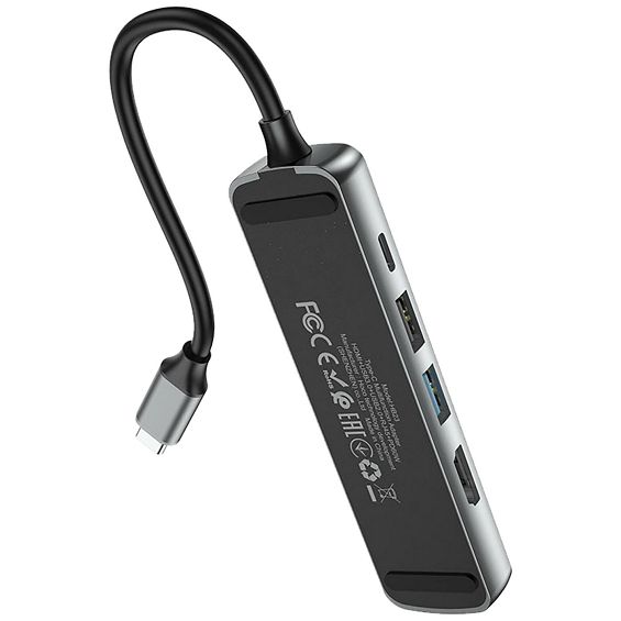 hoco. Konverter USB type C to USB3.0/USB2.0/HDMI/RJ45/PD - HB23 Easy view