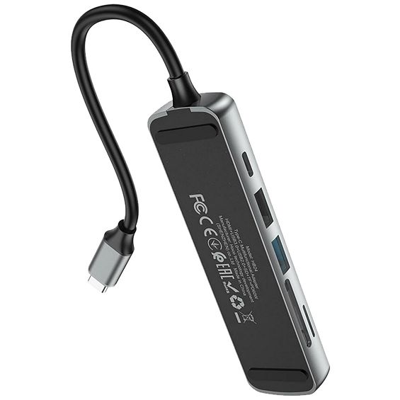 hoco. Konverter USB type C to HDMI/USB3.0/USB2.0/SD/ TF/PD - HB24 Easy display