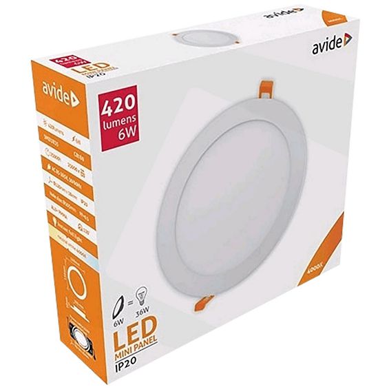 Avide Plafonjera LED, ugradna, 6W, 420 lm, 4000K, IP20 - ACRPNW-R-6W-ALU