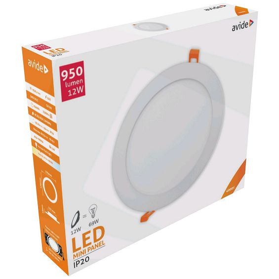 Avide Plafonjera LED, ugradna, 12W, 950 lm, 4000K, IP20 - ACRPNW-R-12W-ALU