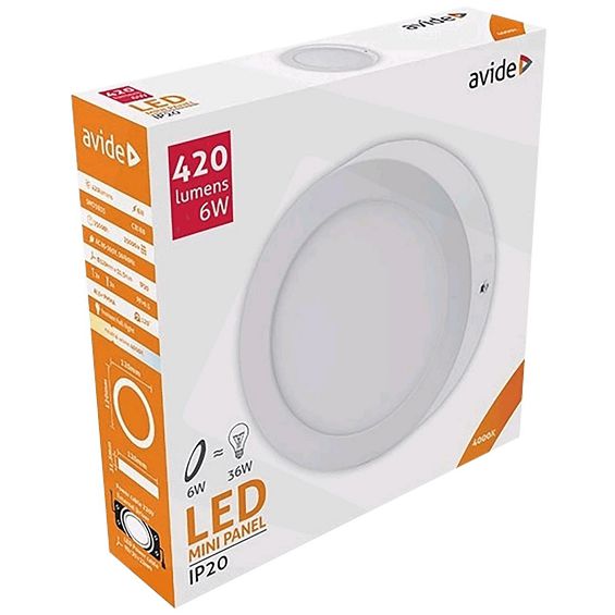 Avide Plafonjera LED, 6W, 420 lm, 4000K, IP20 - ACSMNW-R-6W-ALU