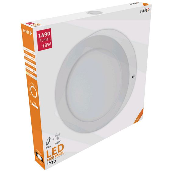 Avide Plafonjera LED, 18W, 1490 lm, 4000K, IP20 - ACSMNW-R-18W-ALU