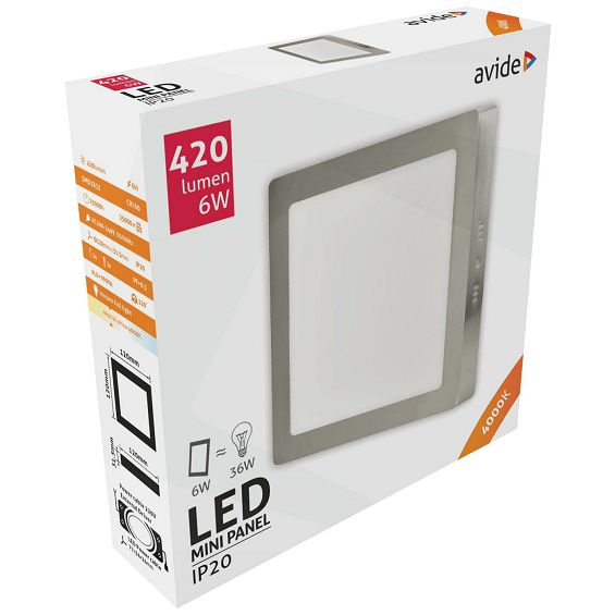 Avide Plafonjera LED, 6W, 420 lm, 4000K, IP20 - ACSMNW-S-6W-ALU-SN