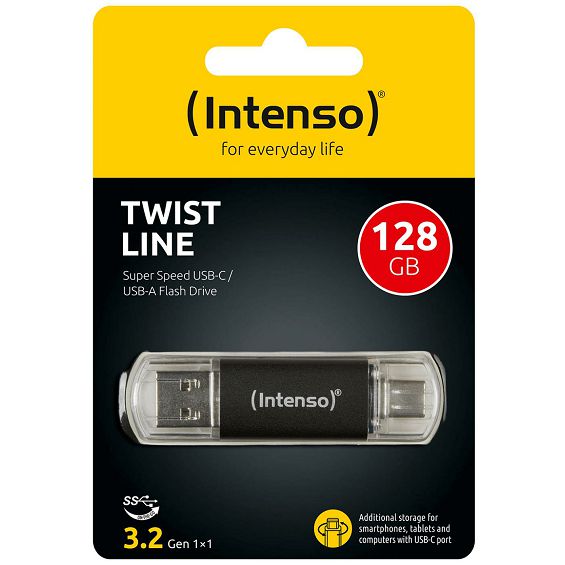 (Intenso) USB Flash drive 128GB, USB 3.2, USB-C, USB-A, Twist Line - USB3.2-128GB/Twist Line