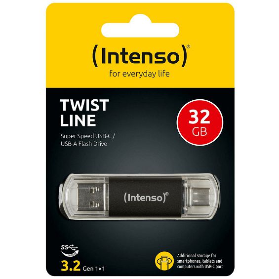 (Intenso) USB Flash drive 32GB, USB 3.2, USB-C, USB-A, Twist Line - USB3.2-32GB/Twist Line