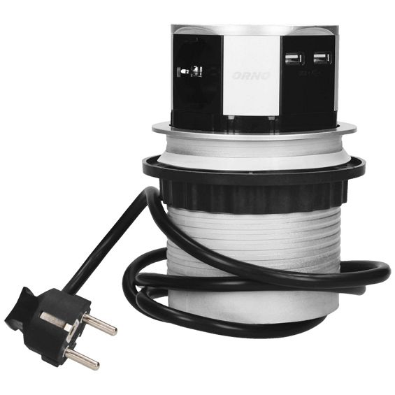 Orno Produžni kabel sa 3 x Schuko utičnice + 2 x USB, ugradbena - OR-AE-1342(GS)
