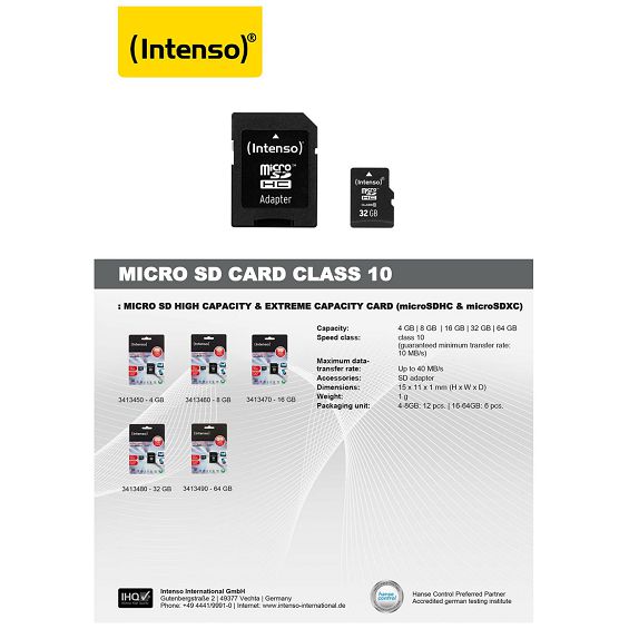 (Intenso) Micro SD Kartica 64GB Class 10 sa adapterom - SDXCmicro+ad-64GB/Class10