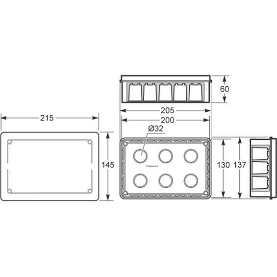 Famatel Razvodna kutija podžbuk 200x130, IP30 - 3203-RKP/200x130