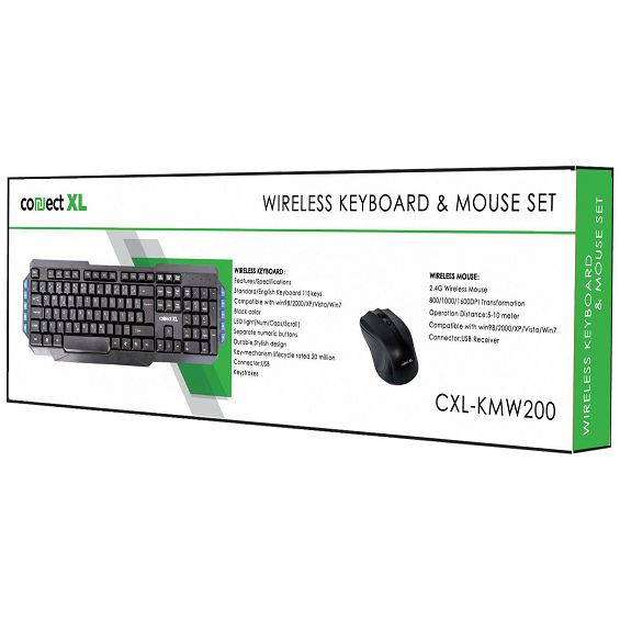 Connect XL Tipkovnica + miš, bežični set, 2.4GHz - CXL-KMW200