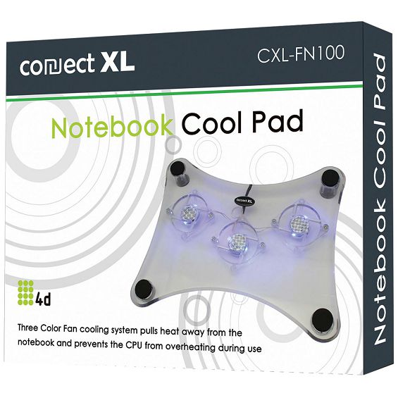 Connect XL Hladnjak za laptop 4D, 12"-15", 3 ventilatora, konekcija USB - CXL-FN100