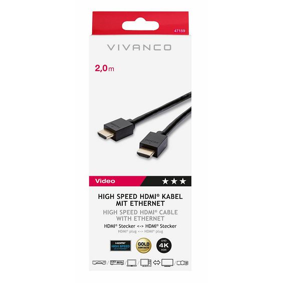 Kabel HDMI VIVANCO 47159, HDMI 2.0, 4K 60Hz, 2m