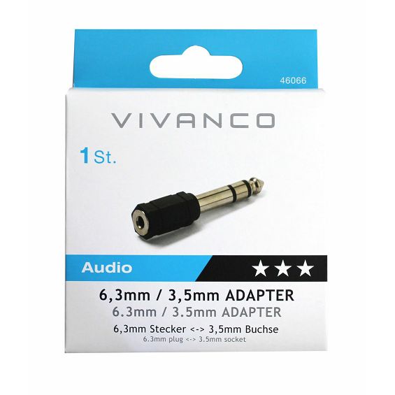 Adapter VIVANCO 46066, 3.5mm jack M na 6.3mm jack Ž